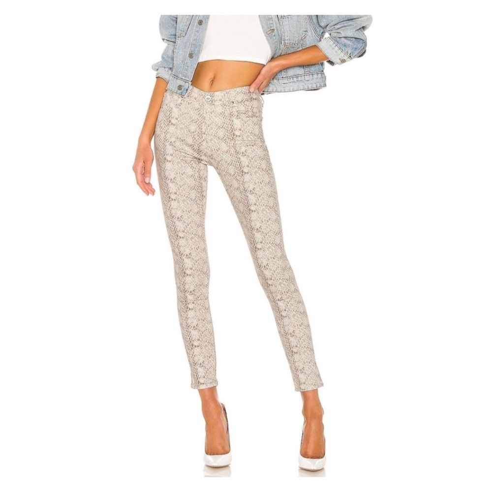 AG Farrah Ivory Python Snake Skinny Jeans NWT